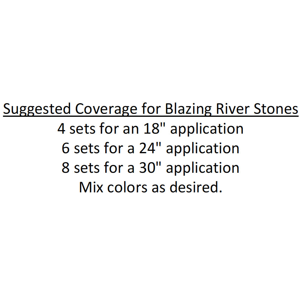 Blazing River Stones set coverage guide text: 4 sets for 18 in, 6 for 24 in