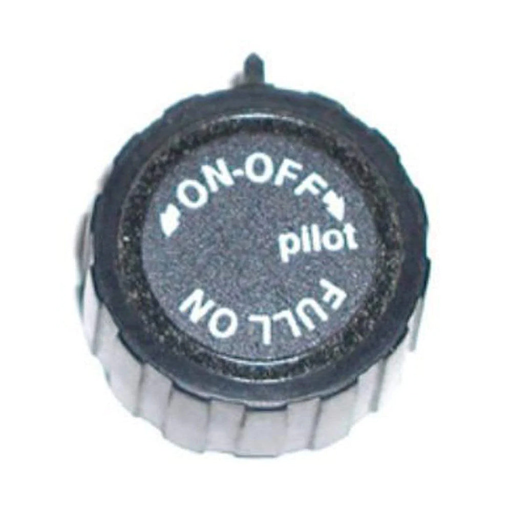 Safety pilot control knob with ON-OFF and pilot text, dark round dial