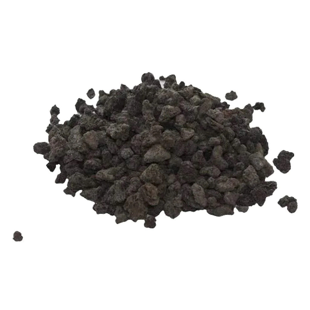 3/8-inch volcanic cinder granules, dark black-gray volcanic rock pieces