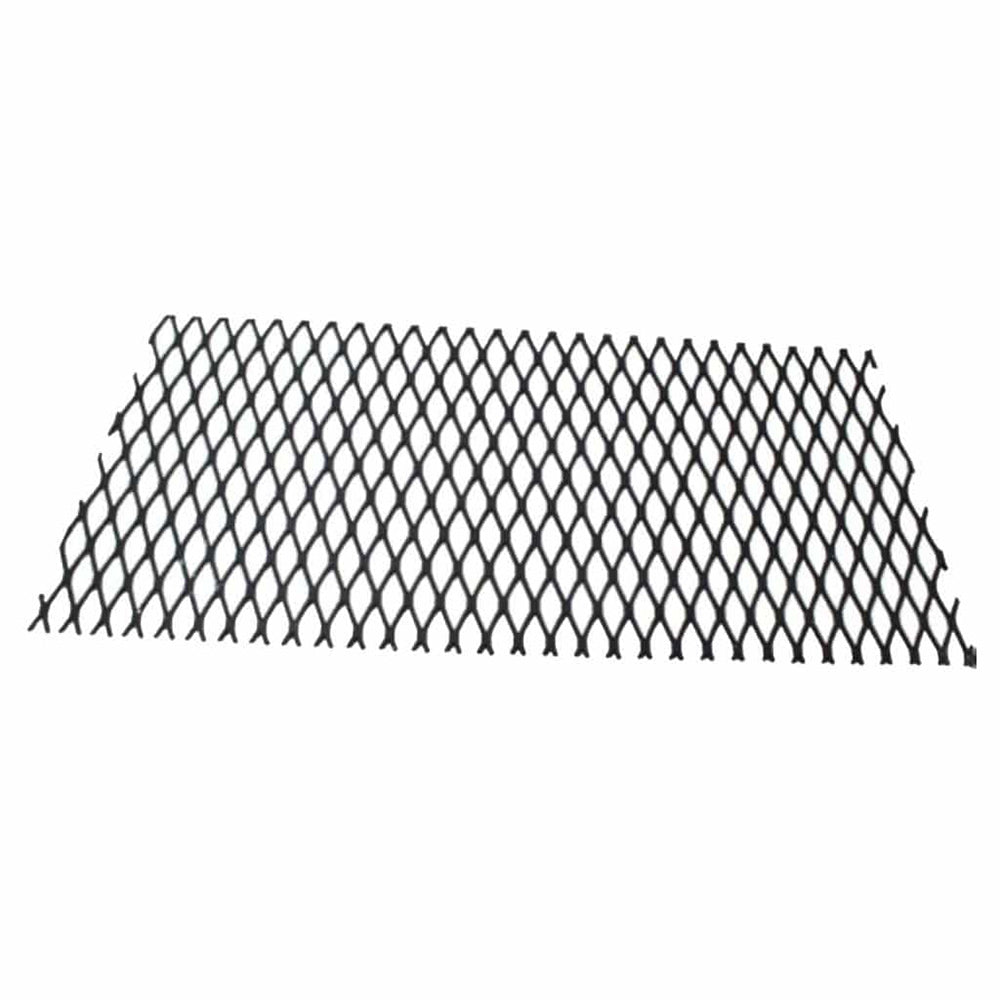 Steel ember retainer mesh panel, dark black metal with diamond grid