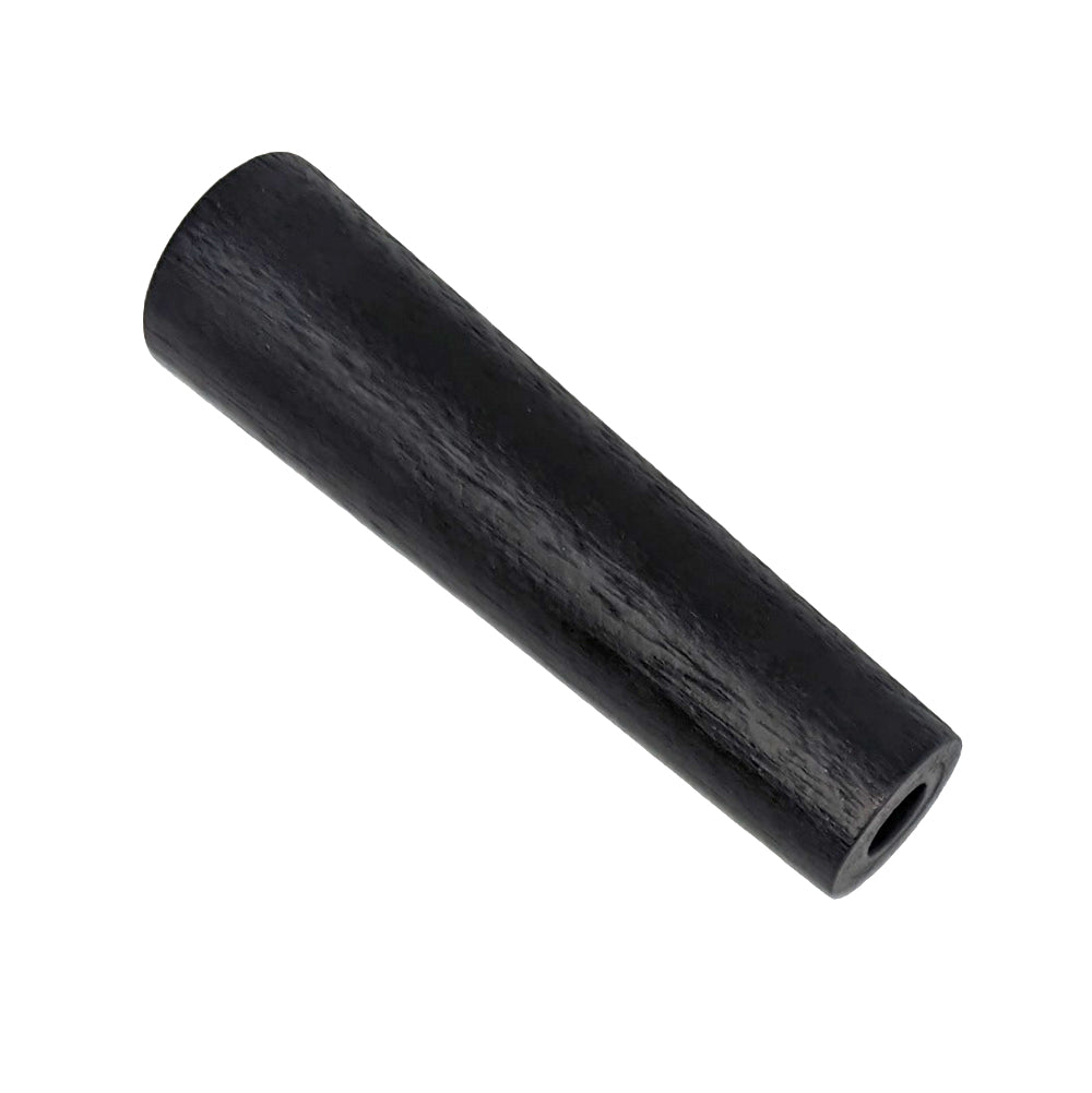Black cylindrical replacement damper handle with wood-grain finish
