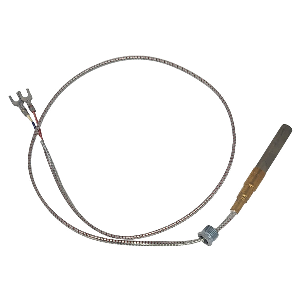 Thermopile replacement lead with braided gray wire and brass connector, blue ring.