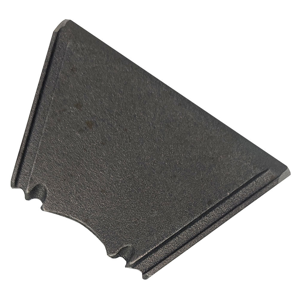 Replacement flame guide, dark gray metal panel with notches