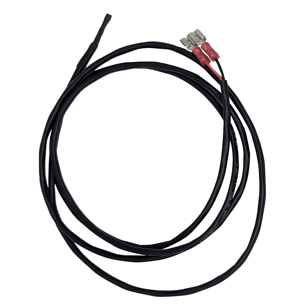 Replacement room sensor cable with red and gray connector tips, black wire leads