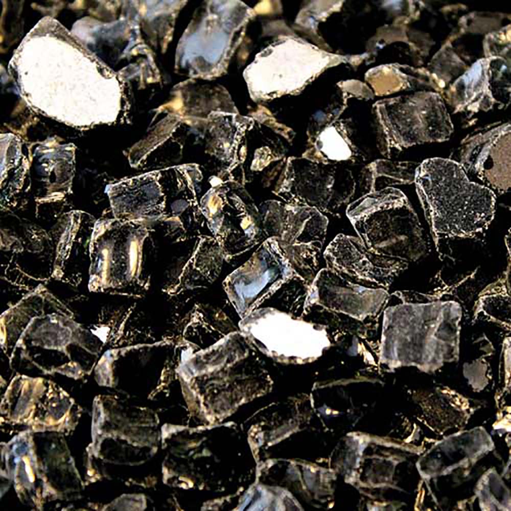 HPC Fire 1/4 Inch Decorative Fire Glass, 10 Pounds, Black Reflective