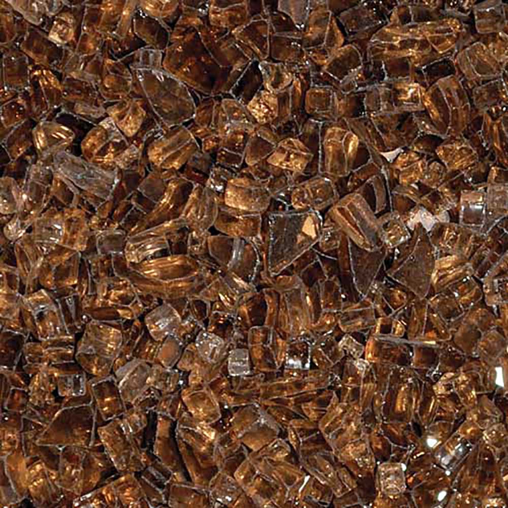 Copper decorative fire glass chunks, 1/4 inch, glossy