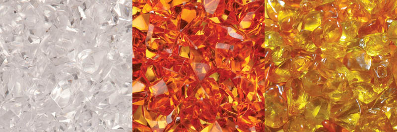 Decorative ember media mix with red, gold, and silver glass pieces