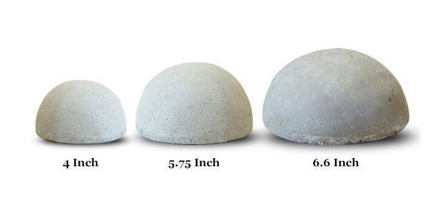 Set of light gray half balls: 4 in, 5.75 in, 6.6 in