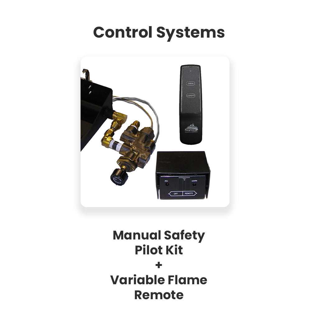 Gas log control kit with remote, pilot valve, and wiring module