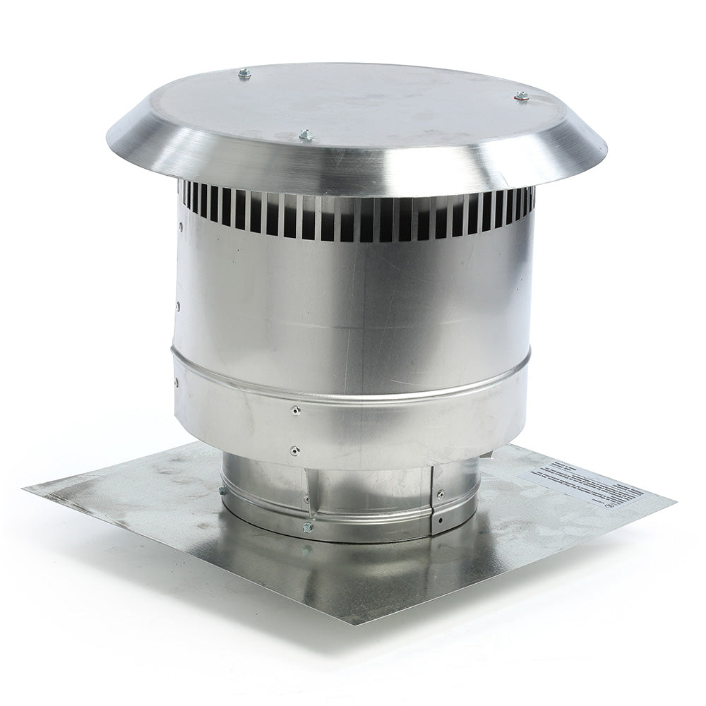 Vertical chimney vent termination, stainless steel cap with vent slots and base flange