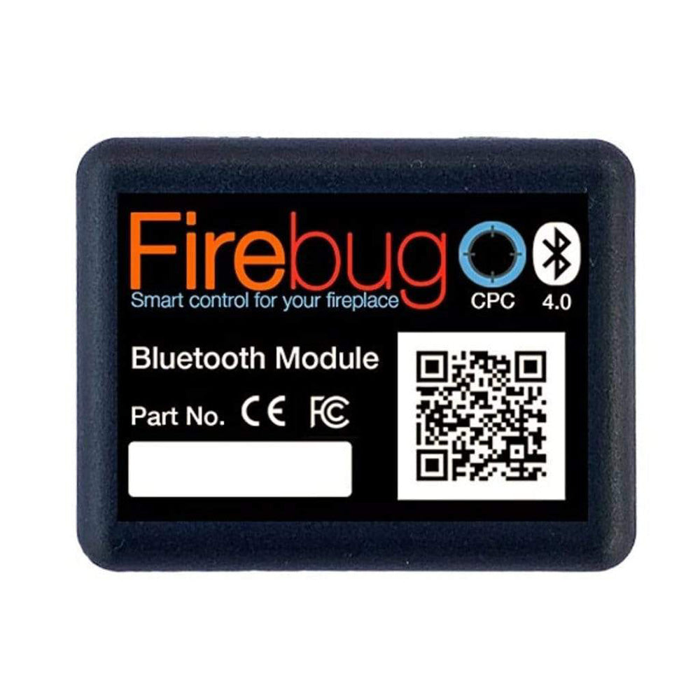 Bluetooth module enclosure for iFlame Firebug, with QR code and Bluetooth 4.0 icons