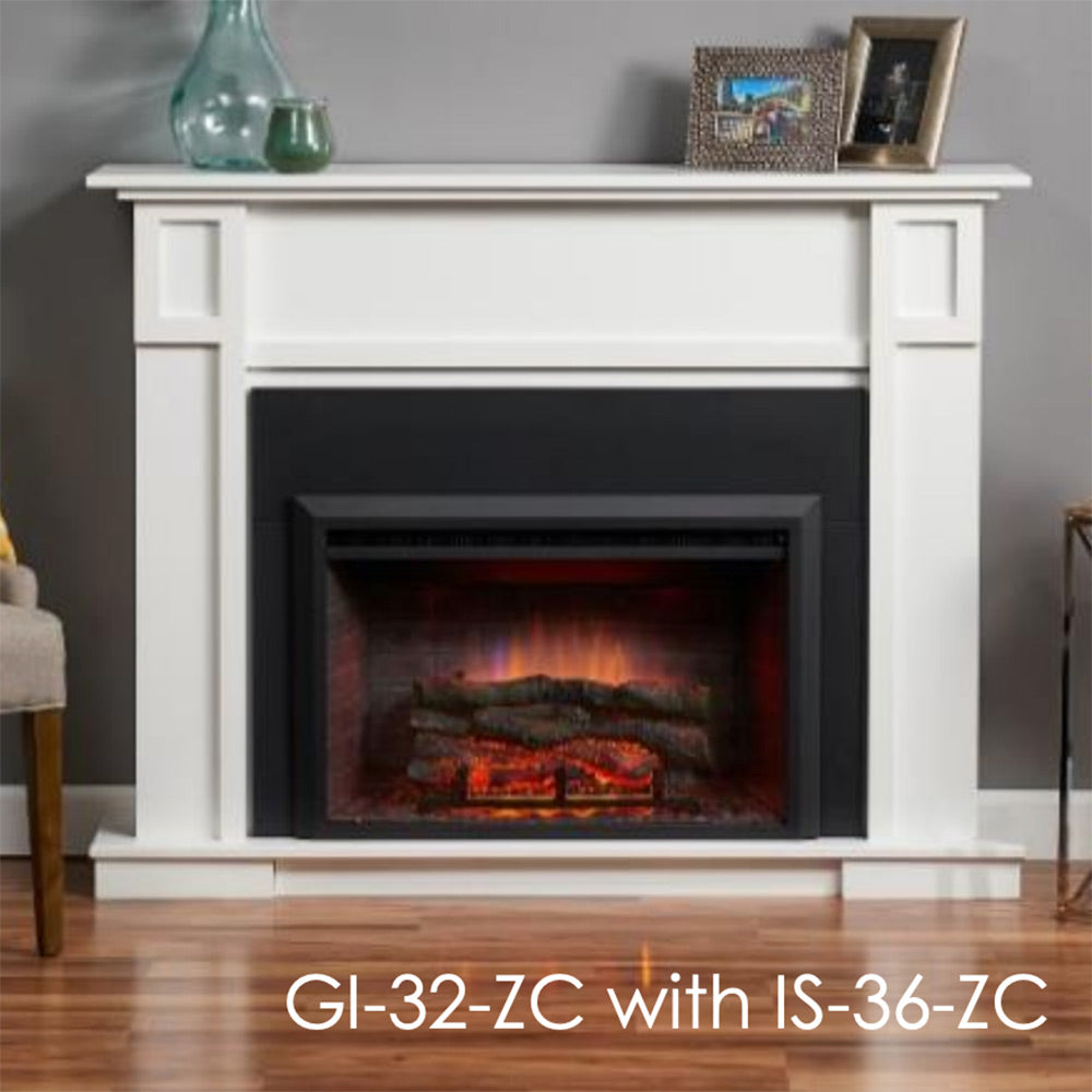 GreatCo 36-Inch Black Surround for 32-Inch Zero Clearance Electric Fireplace Insert