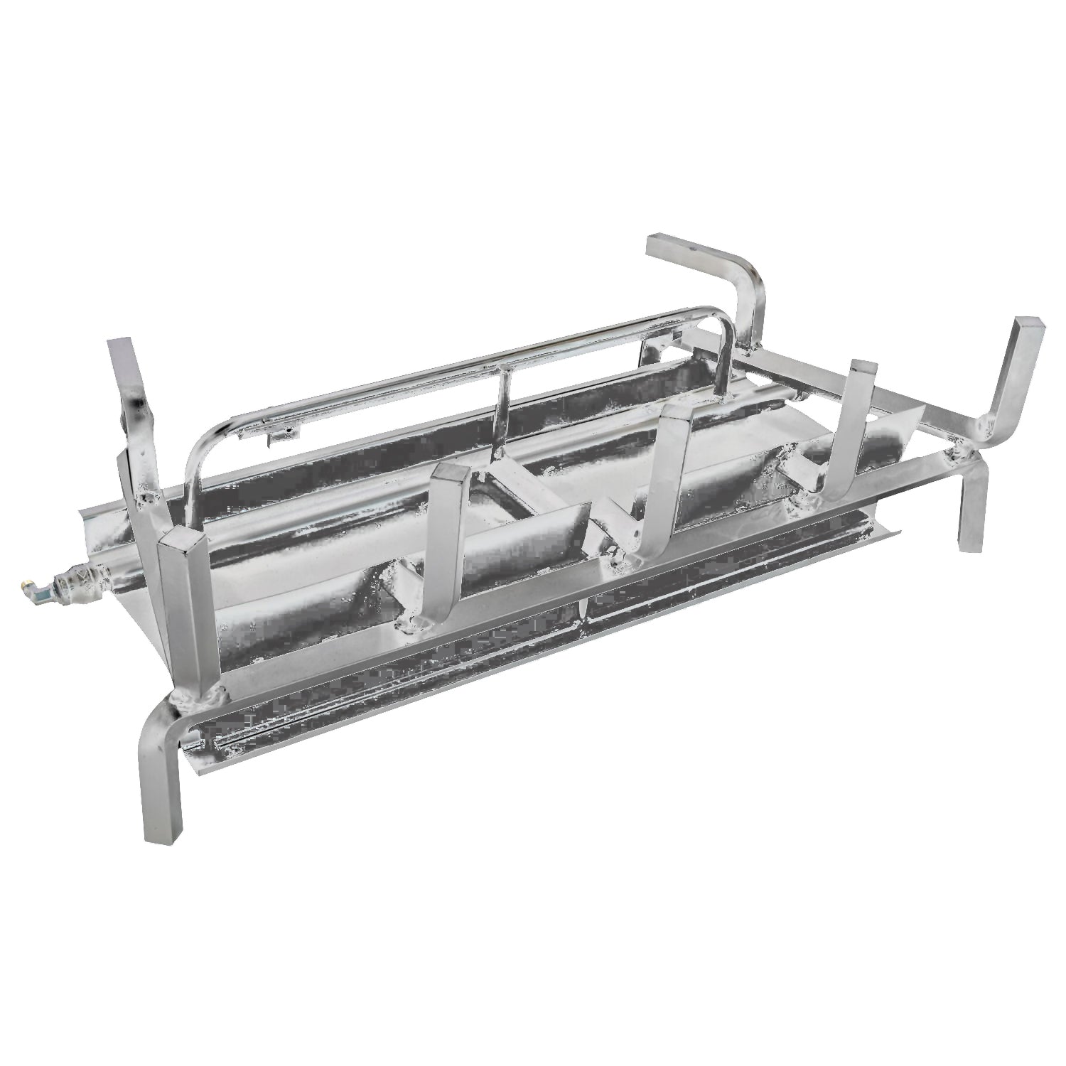 Stainless steel slimline burner system with support frame, hoses and valves