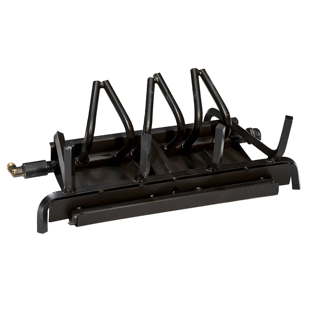 Black propane fireplace burner system with burner tubes and control valve assembly