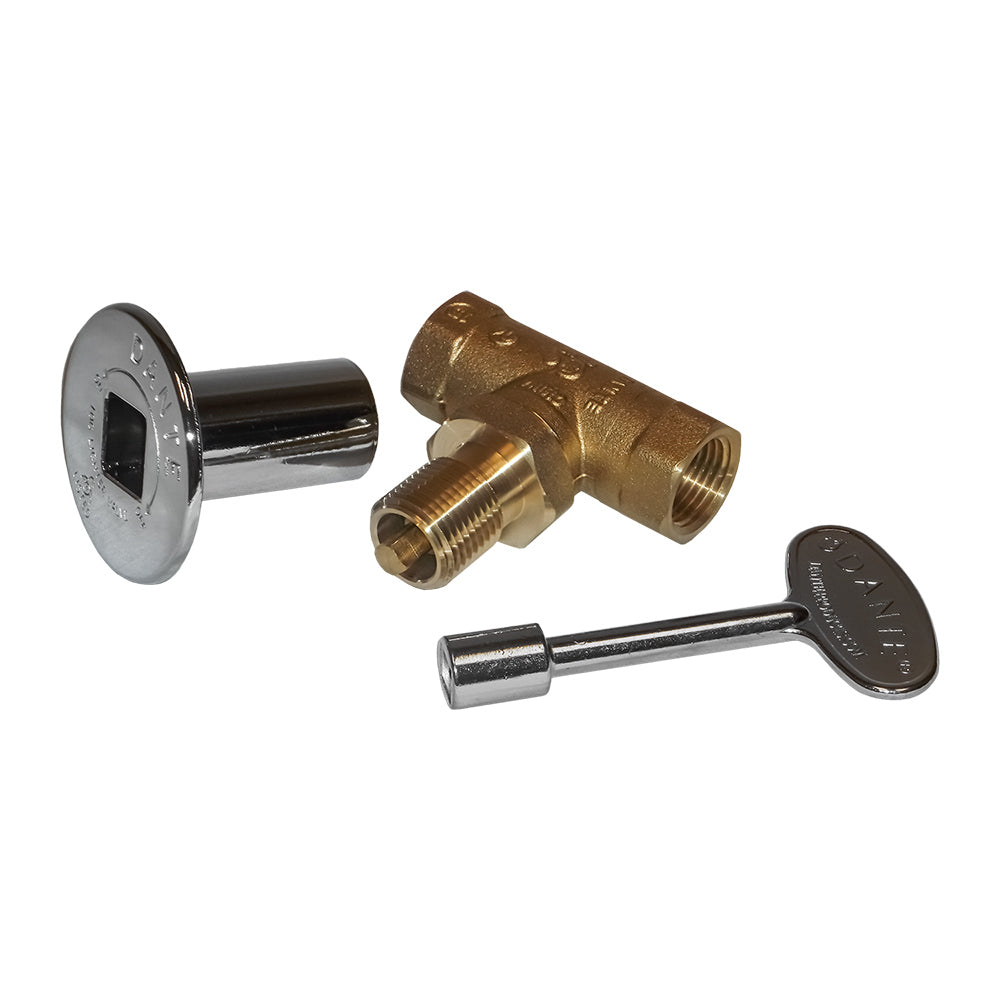 Gas fire pit shut-off valve kit: brass valve with threaded fittings and chrome handle