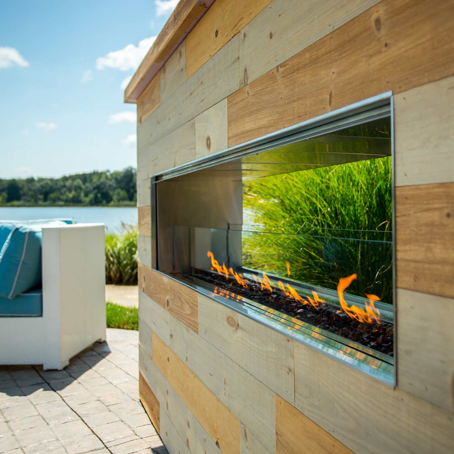 Firegear Kalea Bay Linear See-Through Outdoor Gas Fireplace, 36-Inch
