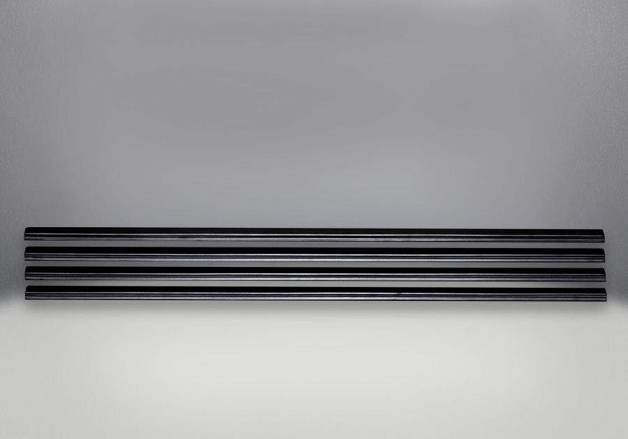 Vent louvre grille with horizontal slats, painted black finish
