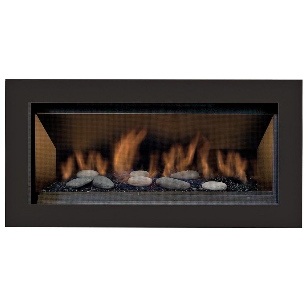 Sierra Flame LAMEGO-45-LIGHT-EI 45-Inch Lamego Zero Clearance Built-In Linear Gas Fireplace with Electronic Ignition with Fireglass and Rock Media