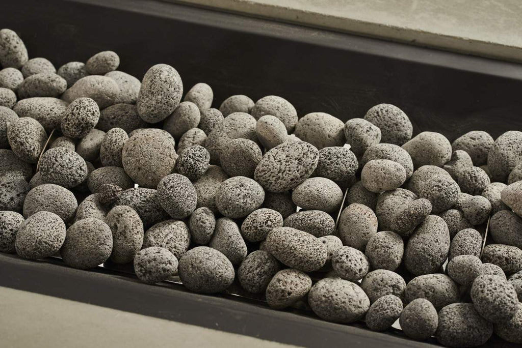 Grey tumbled lava rock stones