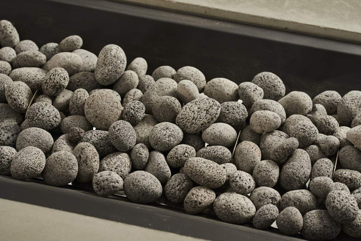 Grey tumbled lava rock stones