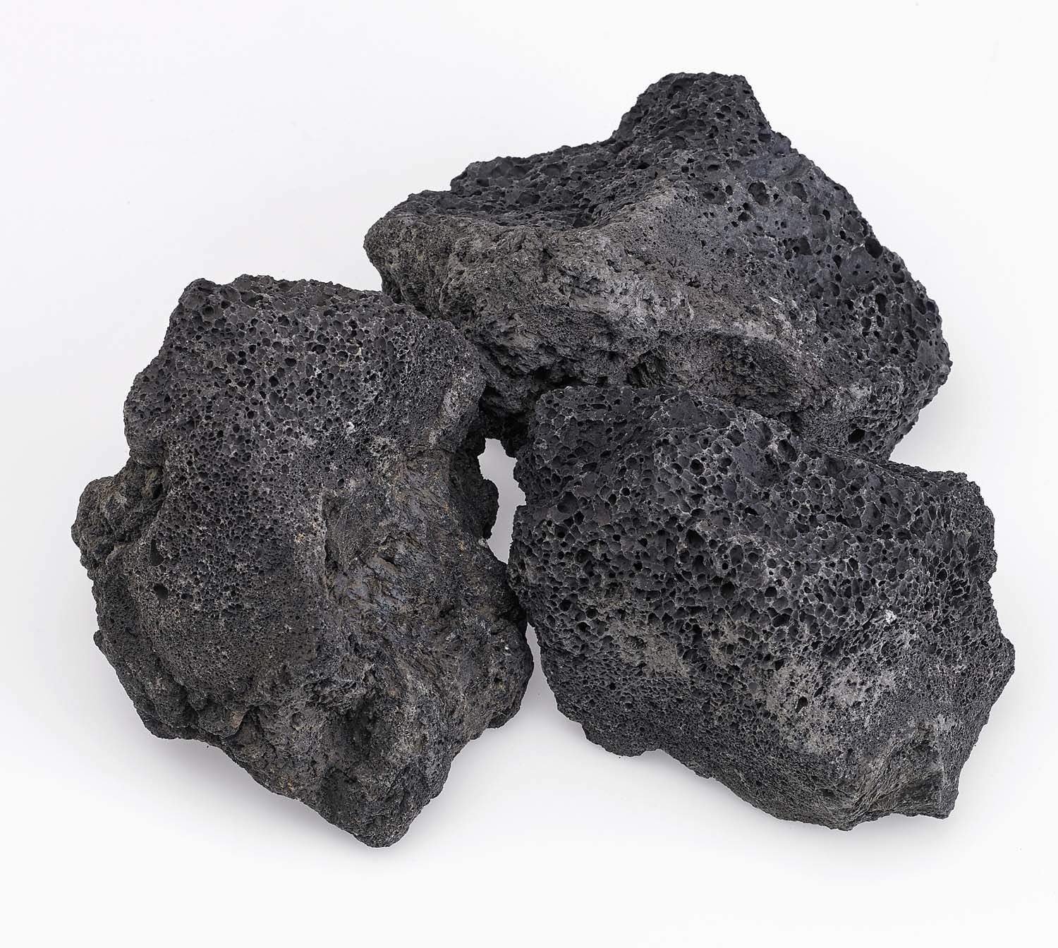 Black lava rock chunks, porous texture, 4-6 inch pieces