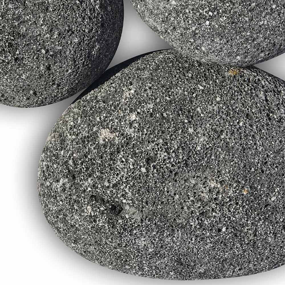Gray speckled lava stone beads with rough texture, 4–6 in size