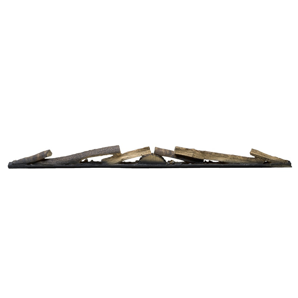 Dimplex faux logset with arched faux wood log arrangement and dark base, front view