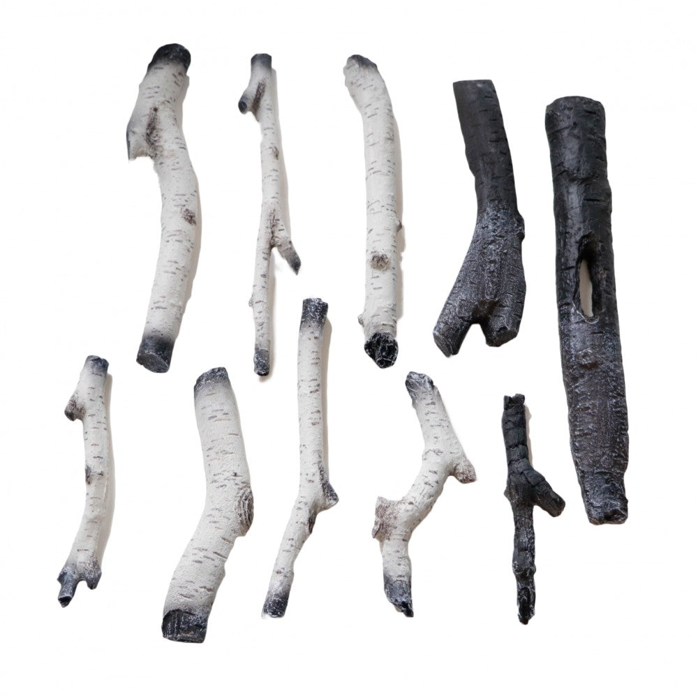Amantii electric fireplace log set, 10 distressed light and dark gray log pieces