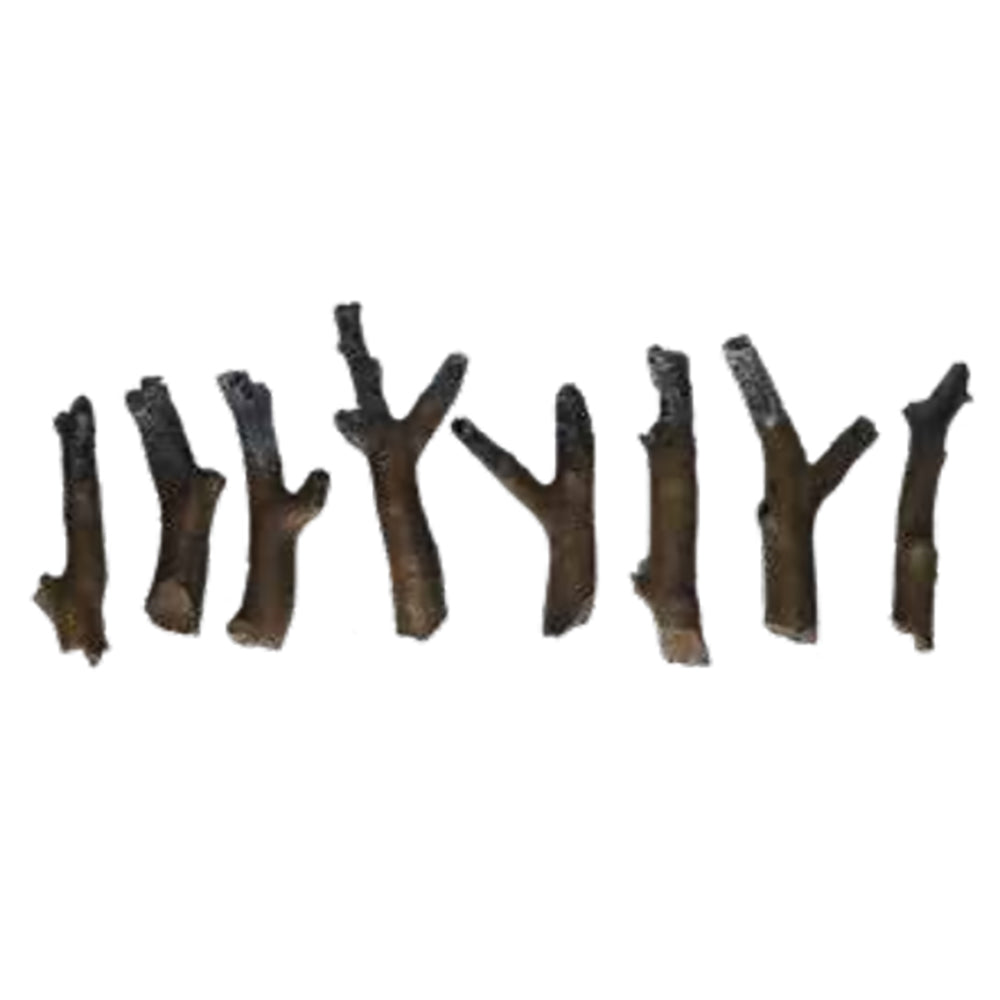 Natural wood log set with eight faux logs, dark bark finish