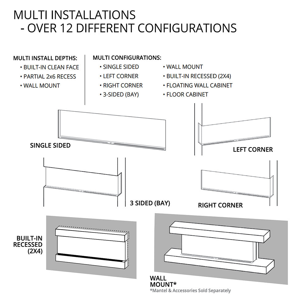 Modern Flames Landscape Pro Multi 120-Inch Three-Sided Built-In Electric Fireplace