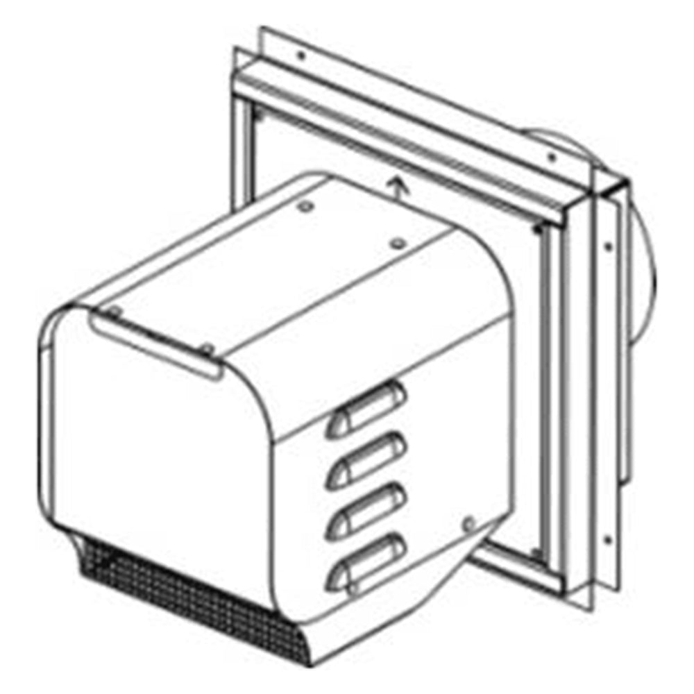 Gas fireplace power vent kit with adaptor; blower fan unit and vent frame