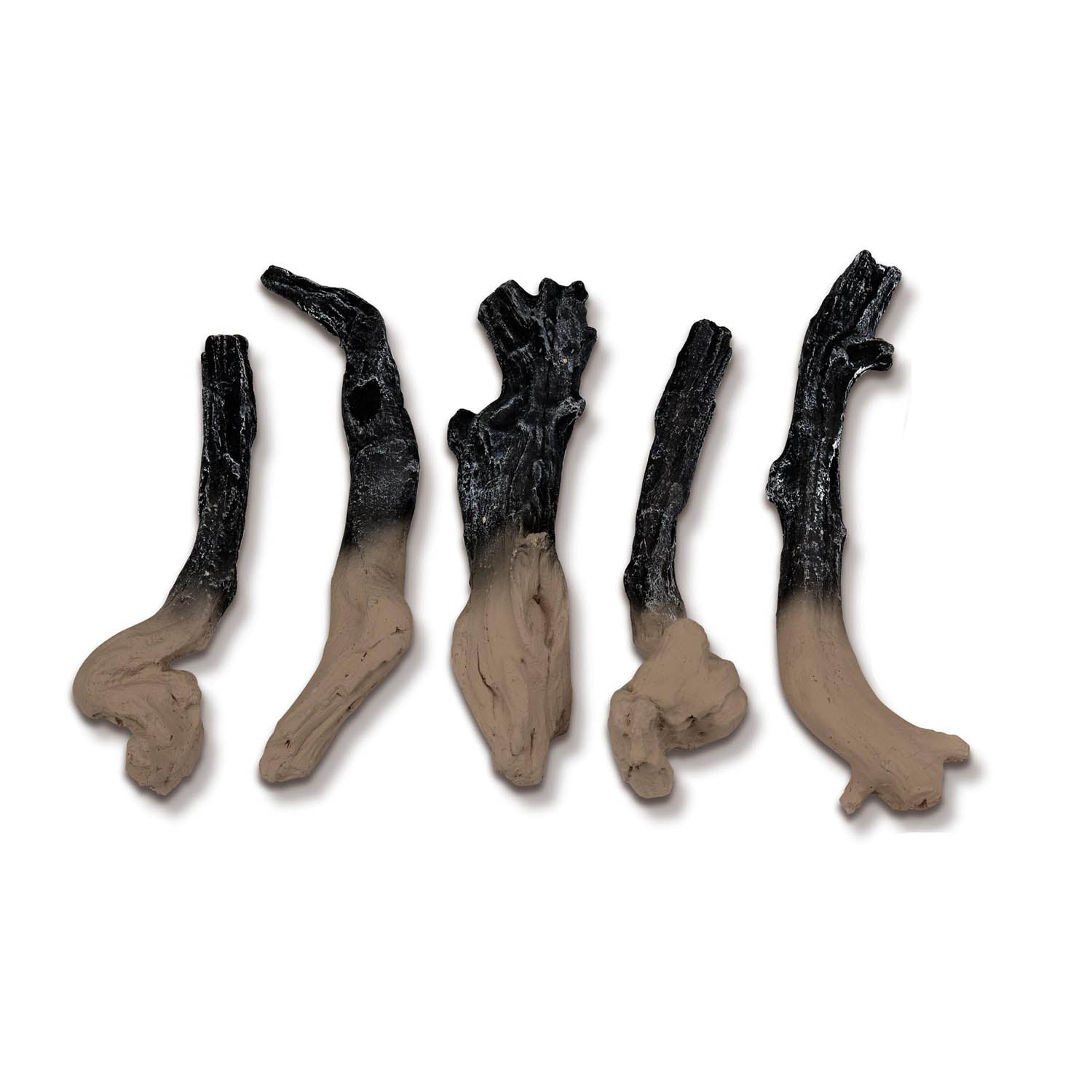 5-piece large electric fireplace log set, faux charred wood logs in assorted shapes