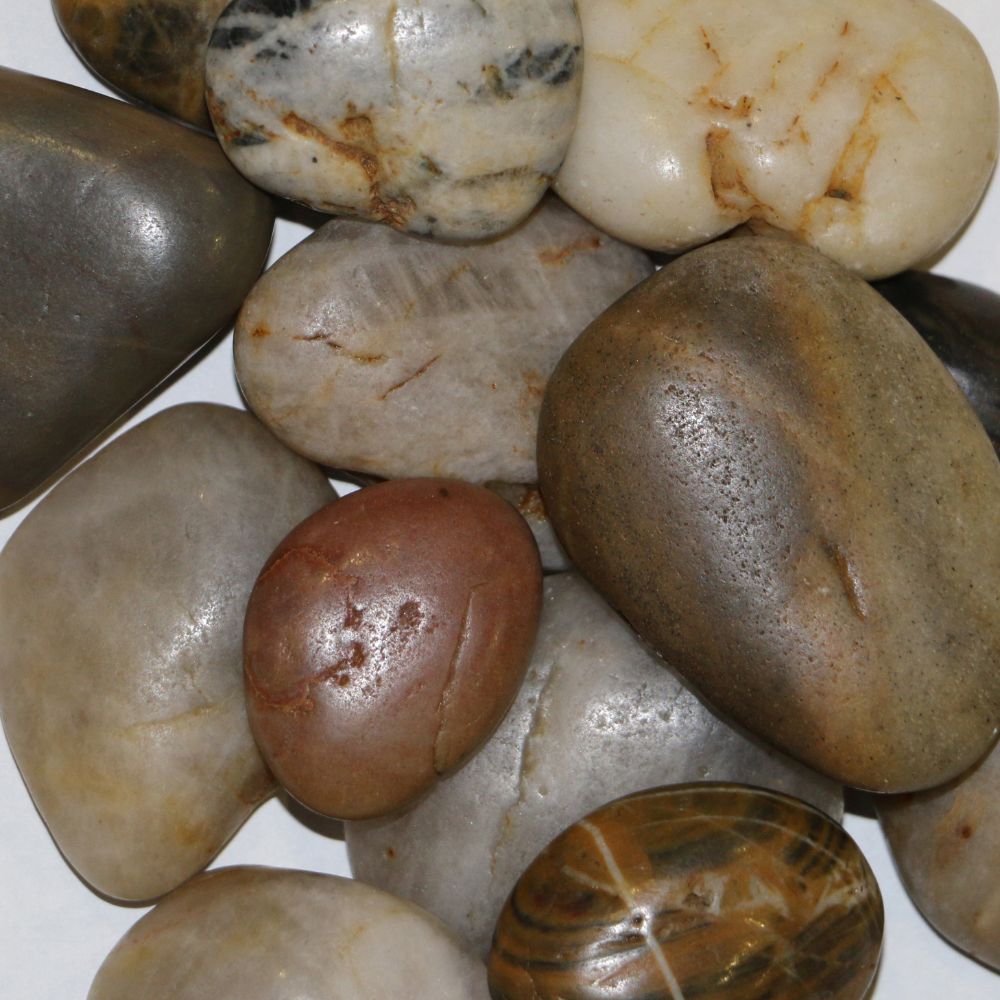 Large river rock accessory kit with assorted smooth stones, brown, gray, and cream