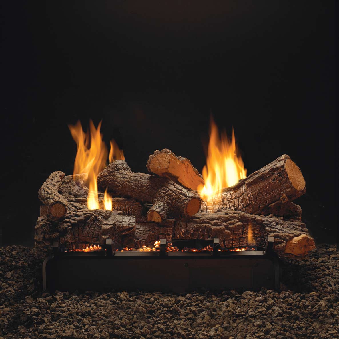White Mountain Hearth LSUxxRR-Kit Refractory Rock Creek Multi-Sided Complete Fireplace Log Set