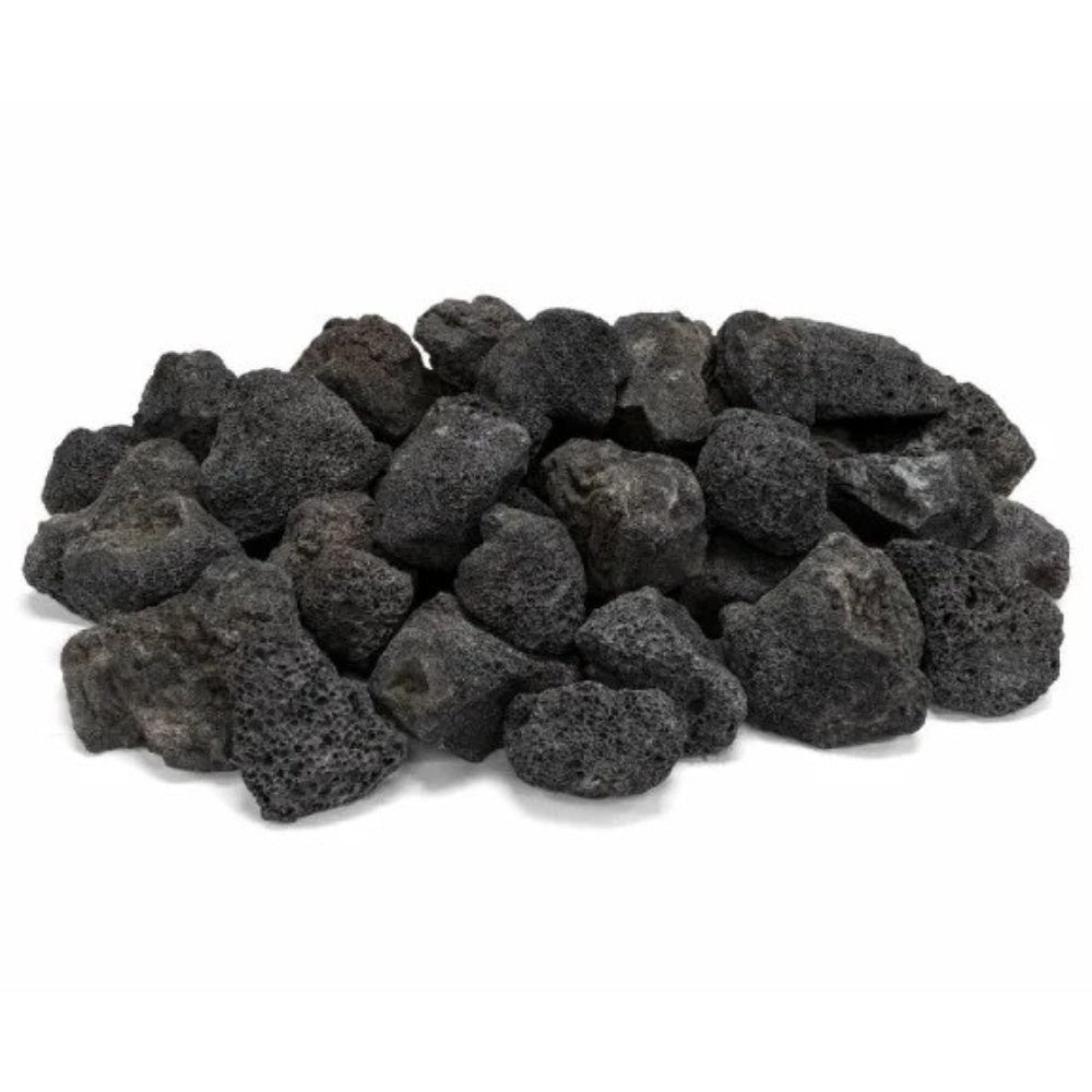 Assorted lava stones, dark gray black rocks for fire pits and landscaping