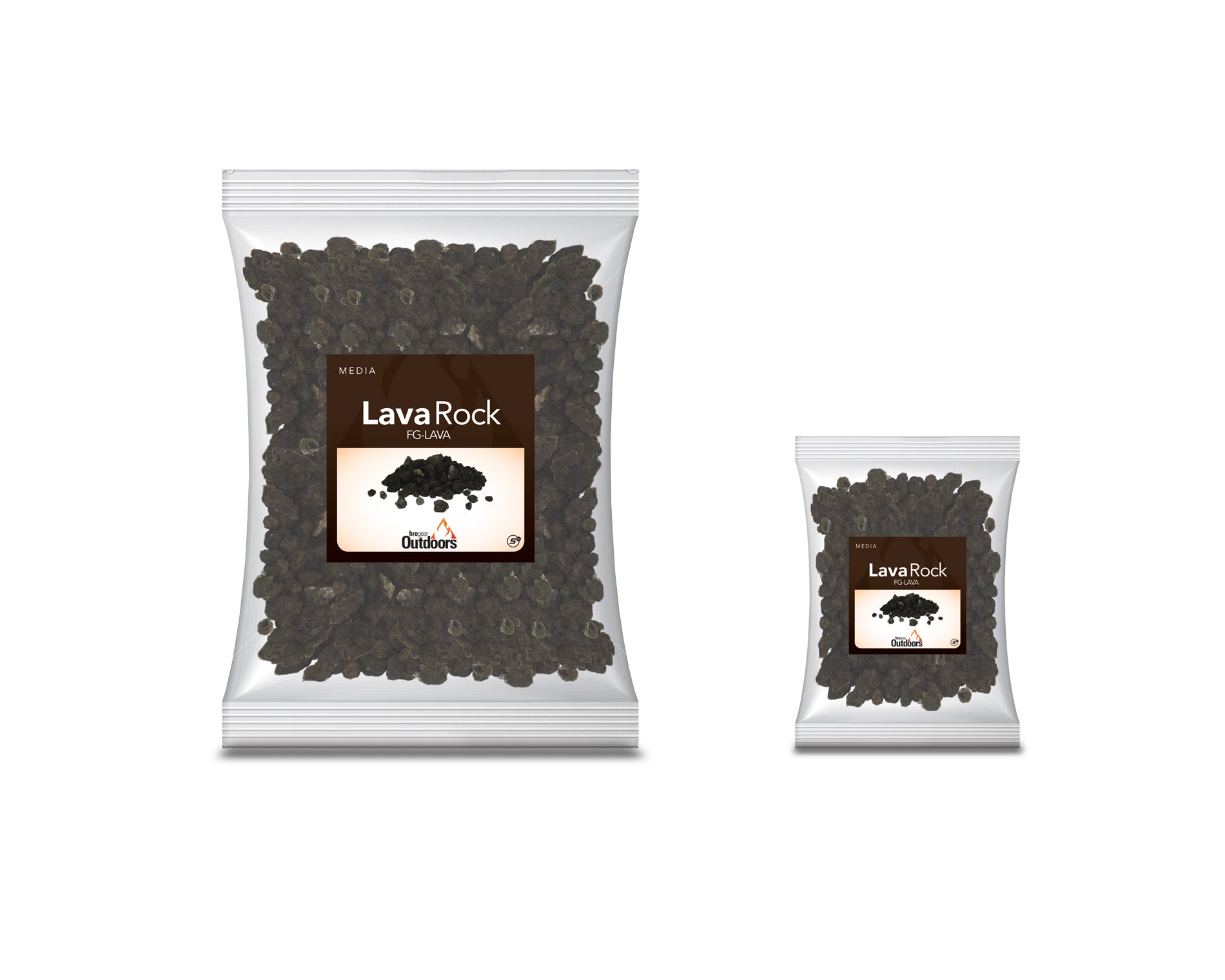 Black lava rock in sealed bag, outdoor landscaping gravel
