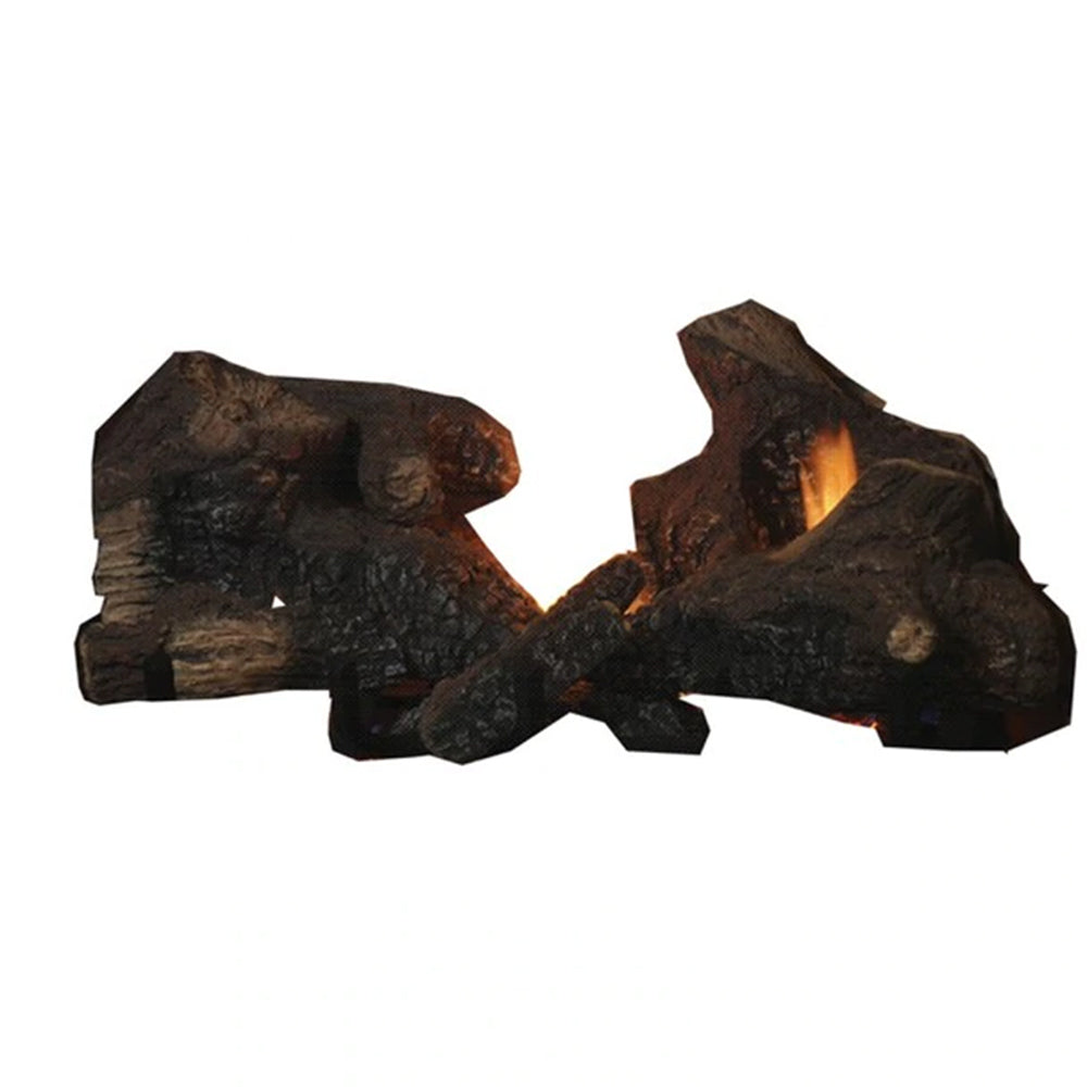 Decorative oak log set for gas fireplaces with dark brown split logs