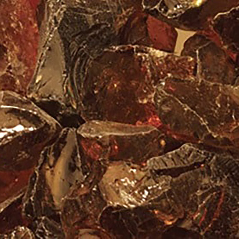 Amber fire glass rocks with brown and golden facets