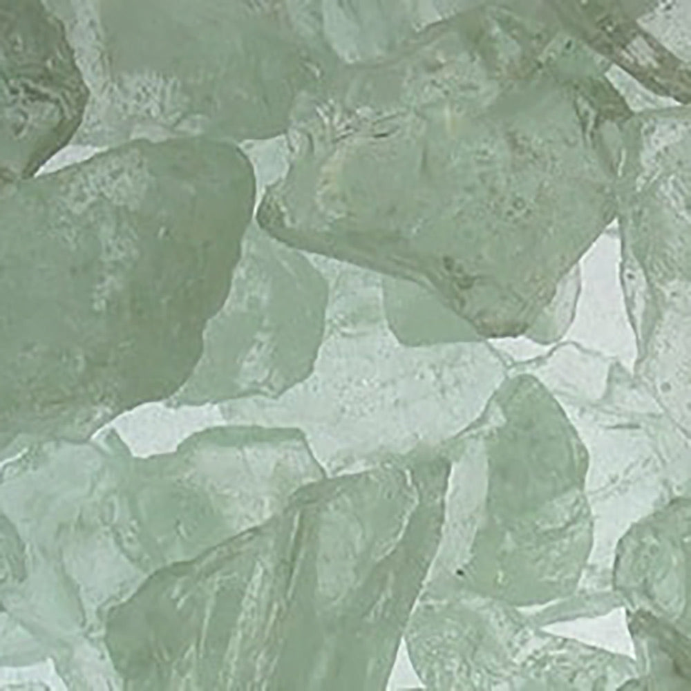 Crystal fire glass for outdoor fire pit, clear and pale green glass chunks
