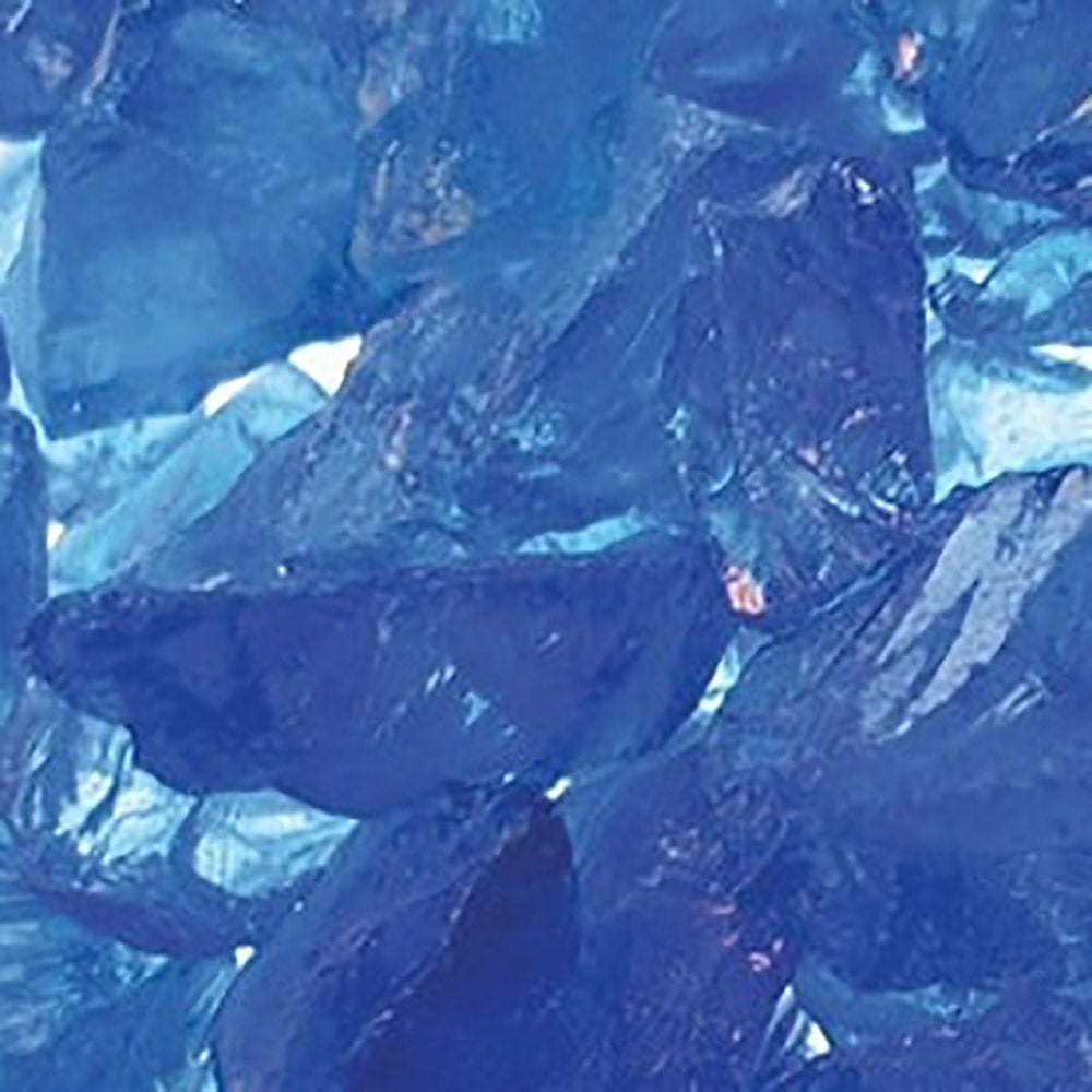Cobalt blue glass media rocks, crushed glass pieces