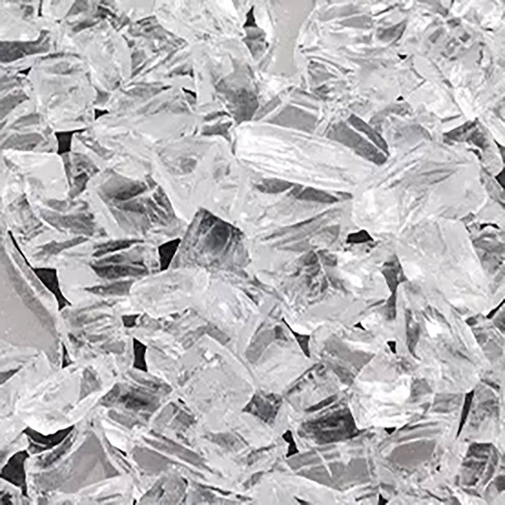 Crushed clear glass media with sharp faceted shards