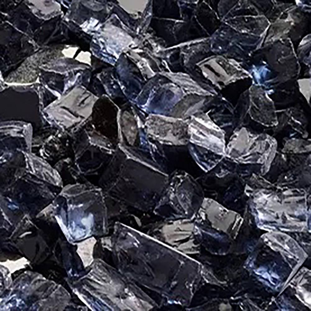 Crushed glass media in dark graphite and silver reflective shards