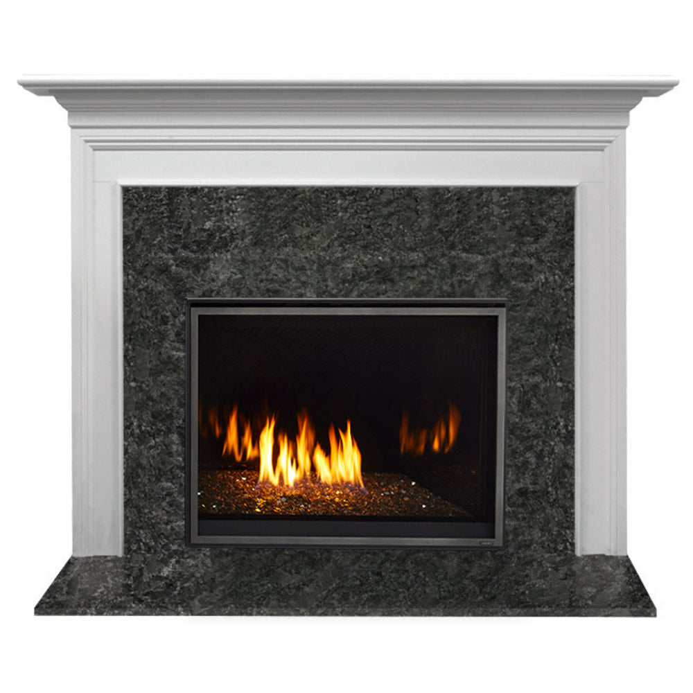 Majestic Meridian Modern 36-Inch Direct Vent Natural Gas Fireplace with IntelliFire Touch Ignition and Richland Flush Mantel, Primed MDF Finish