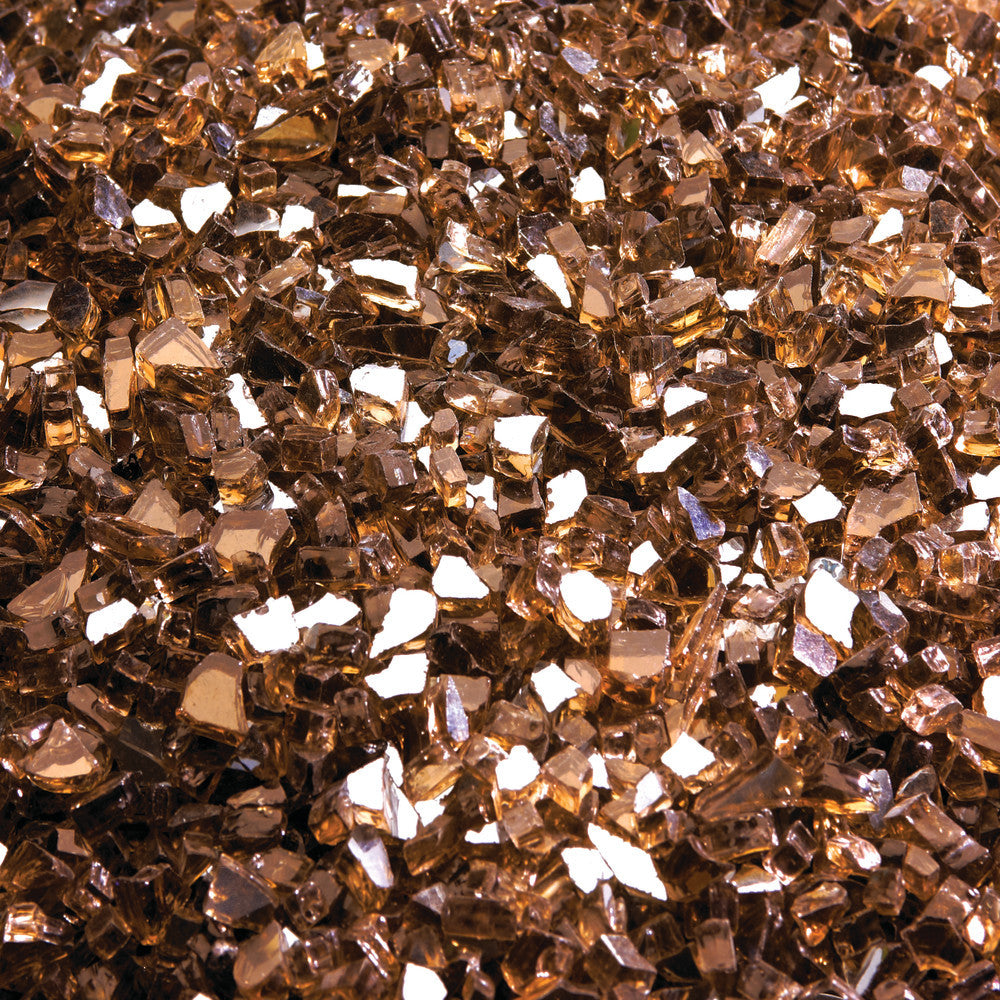 Amber glass embers, glittering crushed crystal pieces for decorative use
