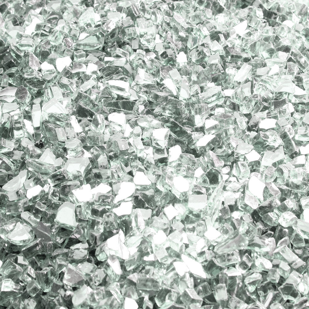 Clear glass embers media kit with scattered translucent glass pieces
