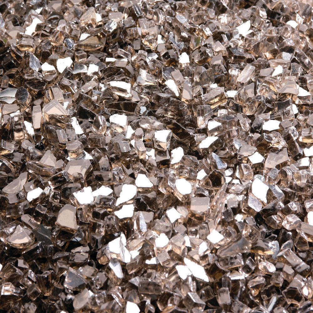 Sparkly glass embers, metallic silver and champagne glitter pieces