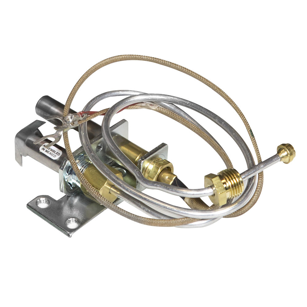 Pilot assembly with metal bracket, braided tubing, brass fuel fittings and lead wires