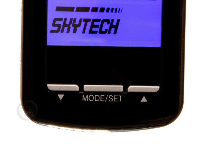 Black fireplace remote control with backlit touch screen and Mode/Set buttons