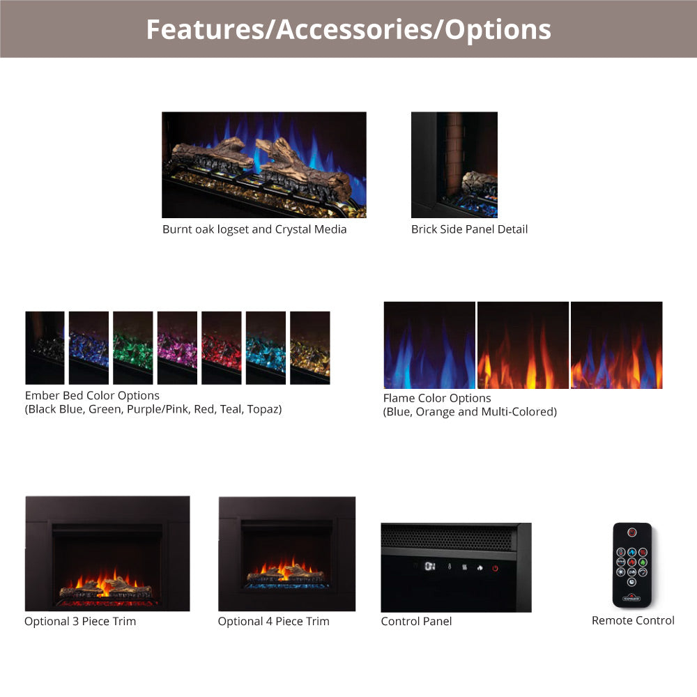 Napoleon Cineview 26-Inch Electric Fireplace Insert with Logs, Crystal Media, Remote & 5-Inch Surround