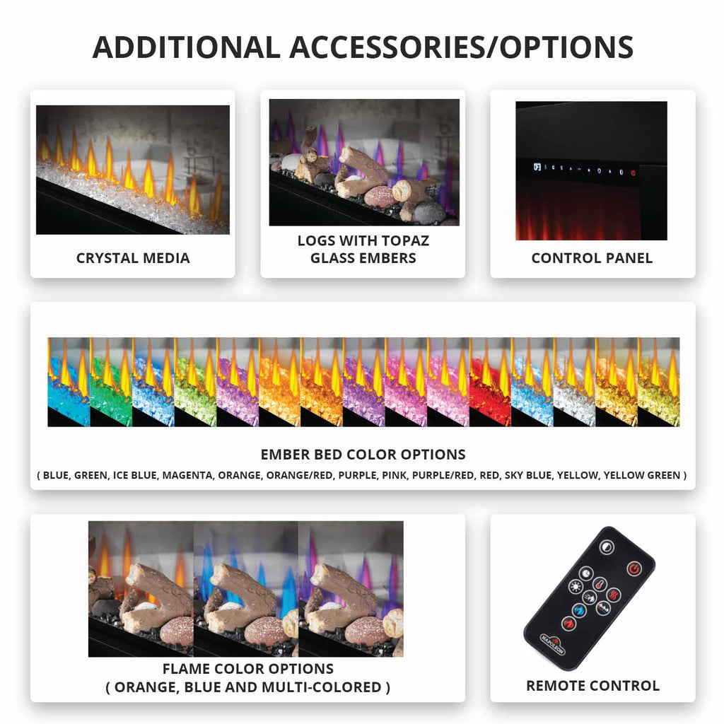 Napoleon CLEARion 50-Inch Built-In See-Through Electric Fireplace with Logs, Crystal Media & Remote